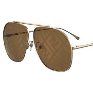 Fendi Gold Aviator Sunglasses with Brown Lenses